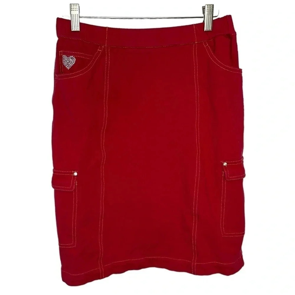 Dream Jeanne's by Quacker Factory red bling skort size S‎